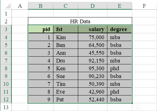 Excel Table